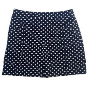 Boden Navy Blue White Starburst Polka Dot Cotton Skirt size 12 Lined Pockets